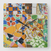 Gaudi Mosaic Tile Quadratische Wanduhr (Vorderseite)