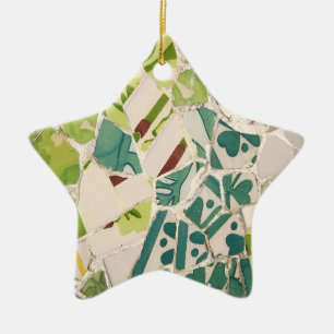 Gaudi Mosaik-Stern-Verzierung Keramik Ornament