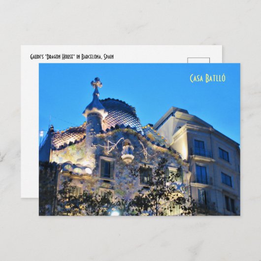 Gaudis "Drachenhaus" in Barcelona Postcard Postkarte (Vorne/Hinten)