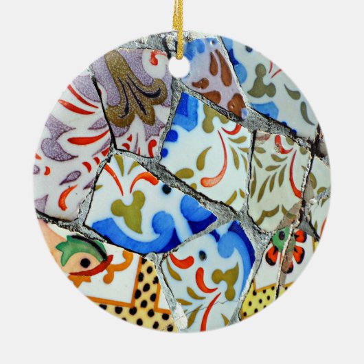 Gaudi's Park Guell Mosaic Tiles Keramik Ornament (Hinten)