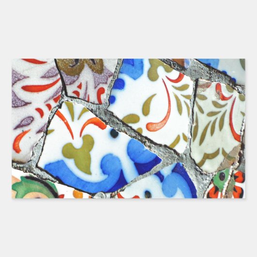 Gaudi's Park Guell Mosaic Tiles Rechteckiger Aufkleber (Vorderseite)