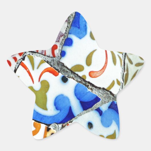 Gaudi's Park Guell Mosaic Tiles Stern-Aufkleber (Vorderseite)