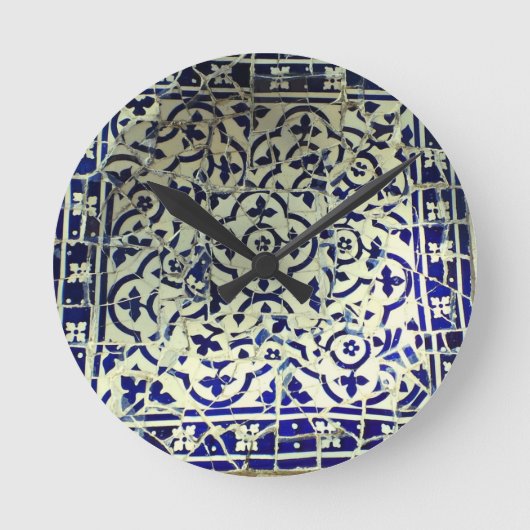 Gaudis Park Guell Mosaik-Fliesen Barcelona Runde Wanduhr (Vorderseite)