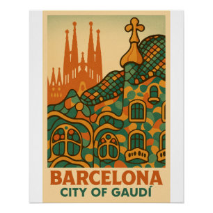 Gaudís Retro-Traum - Barcelona-Reise Poster