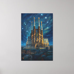 Gaudis Starry Dream   Barcelona Sagrada Familia Leinwanddruck