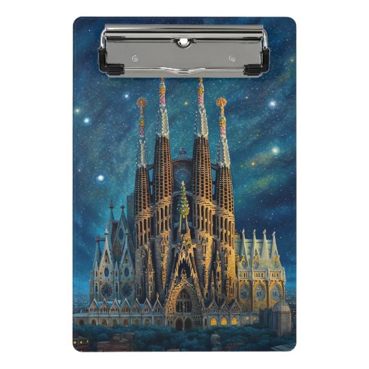 Gaudis Starry Dream | Barcelona Sagrada Familia Mini Klemmbrett (Vorderseite)