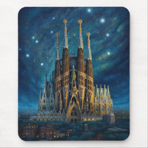 Gaudis Starry Dream   Barcelona Sagrada Familia Mousepad