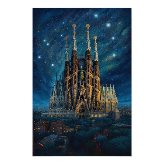 Gaudis Starry Dream | Barcelona Sagrada Familia Poster (Vorderseite)
