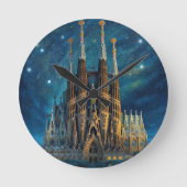 Gaudis Starry Dream | Barcelona Sagrada Familia Runde Wanduhr (Vorderseite)