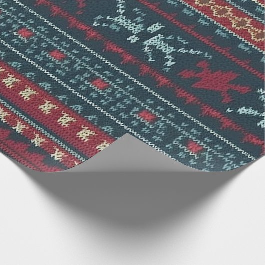 Gaudy Ugly Christmas Sweater Design Geschenkpapier (Ecke)