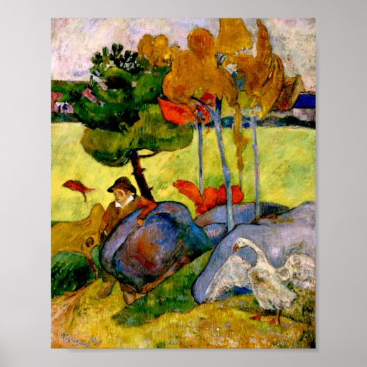 Gauguin - Bretonischer Junge in einer Landschaft Poster (Vorne)