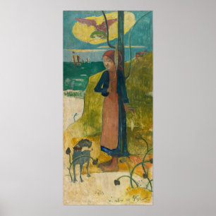 Gauguin - Bretonisches Mädchen beim Spinnen 1889 Poster