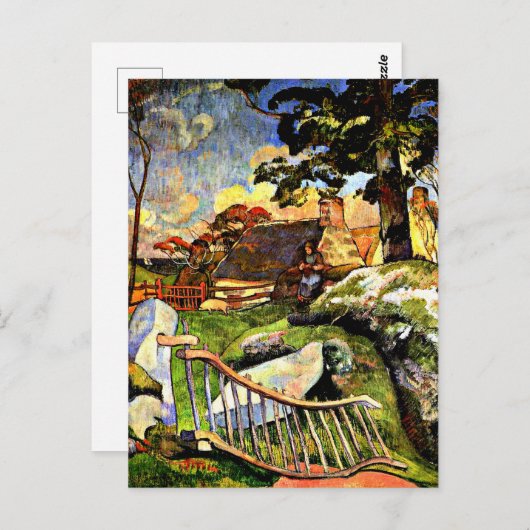 Gauguin - Das Holztor, der Schweinehalter Postkarte (Vorne/Hinten)