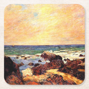 Gauguin - Felsen und Meer, feine Kunst, Rechteckiger Pappuntersetzer