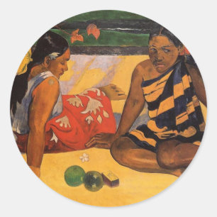 Gauguin Französisch Polynesien Tahiti Frauen Maler Runder Aufkleber