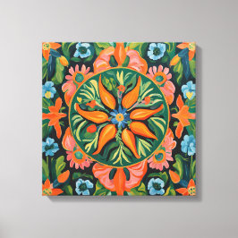 Gauguin Inspiriert Orange Green Floral Leinwanddruck