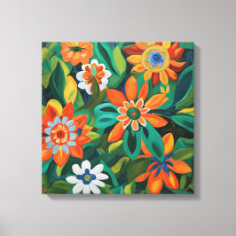 Gauguin Inspiriert Orange Green Floral Leinwanddruck