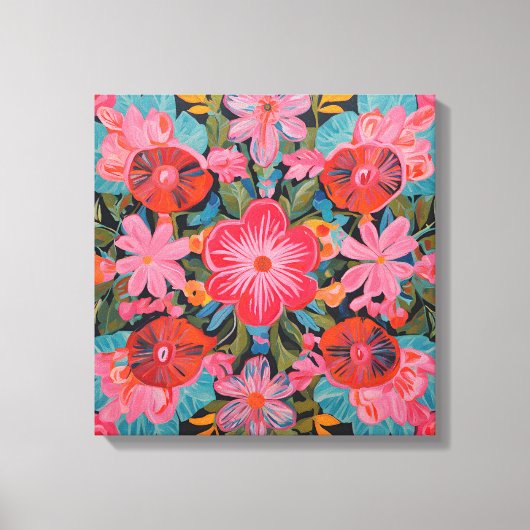 Gauguin Inspiriert Rosa Floral Leinwanddruck (Vorderseite)