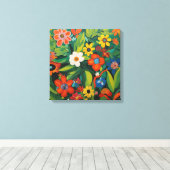 Gauguin Inspirierte weiße grüne Blüte Leinwanddruck (Insitu (Holzboden))