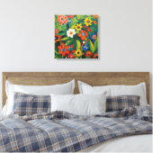 Gauguin Inspirierte weiße grüne Blüte Leinwanddruck (Insitu (Schlafzimmer))