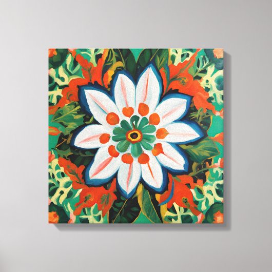 Gauguin Inspirierte weiße grüne Blüte Leinwanddruck (Vorderseite)