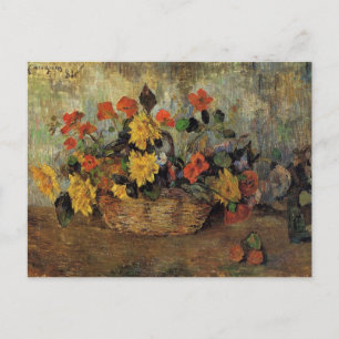 Gauguin - Kapuzinerkresse und Dahlien in einem Kor Postkarte