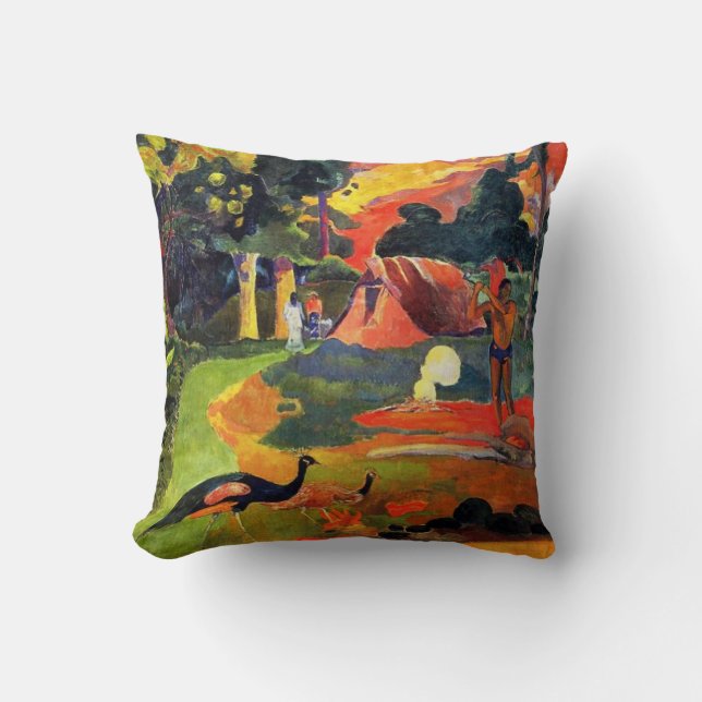 Gauguin Landschaft mit Peacocks Pillow Kissen (Vorderseite)