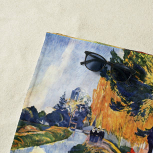 Gauguin Les Alyscamps, Baumweg Kirchenlandschaft Strandtuch