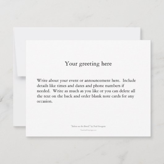 Gauguin Pferdekunstfahrer am rosa Strand in Tahiti Ankündigung (Rückseite)