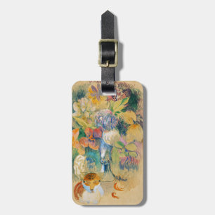 Gauguin Stillleben mit Katze Vintage Blumenkunst Gepäckanhänger