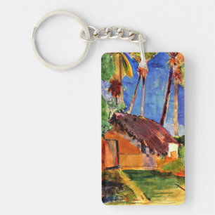 Gauguin - Strohdachhütte unter den Palmen Schlüsselanhänger