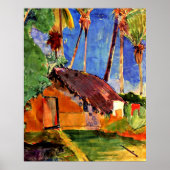 Gauguin - Strohhütte unter den Palmen Poster (Vorne)
