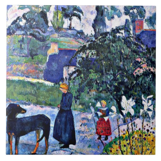 Gauguin - Unter den Lilien Fliese (Vorderseite)