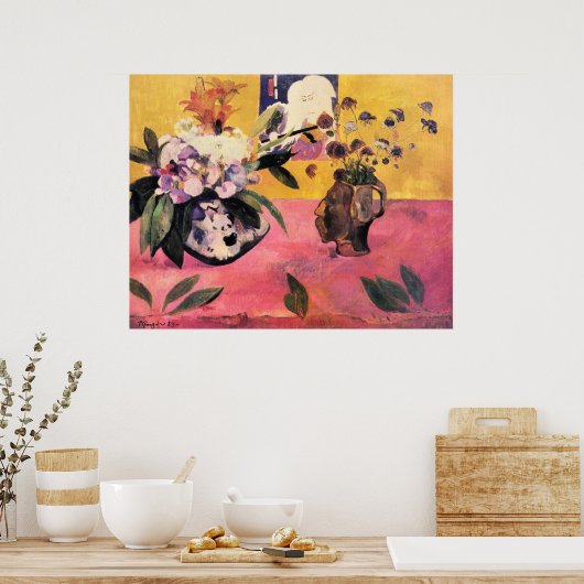 Gauguins Stillleben mit Kopf-förmiger Vase Poster (Küche)