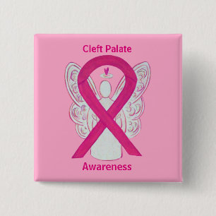 Gaumenbewusstsein - Hot Pink Ribbon Angel Buttone Button