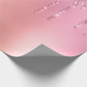 Gaumenrosa Goldgold und Glitzer-Tropfen Geschenkpapier (Ecke)