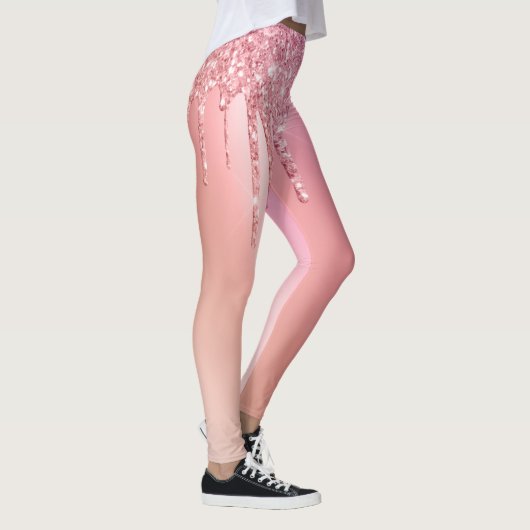 Gaumenrosa Goldgold und Glitzer-Tropfen Leggings (Rechts)