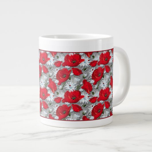 Gaumenroter Mohn Sommermuster Blume Jumbo-Tasse (Vorderseite Rechts)