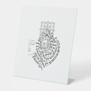 Gautam Buddh Dhamma Meditations-Tisch-Schild   Min Sockelschild
