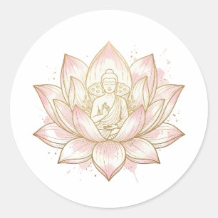 Gautam Buddh Lotus-Meditations-Aufkleber   Friedli Runder Aufkleber