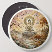 Gautam-Buddh-Meditations-Kunst-Button - Friedvolle Button (Vorne & Hinten)