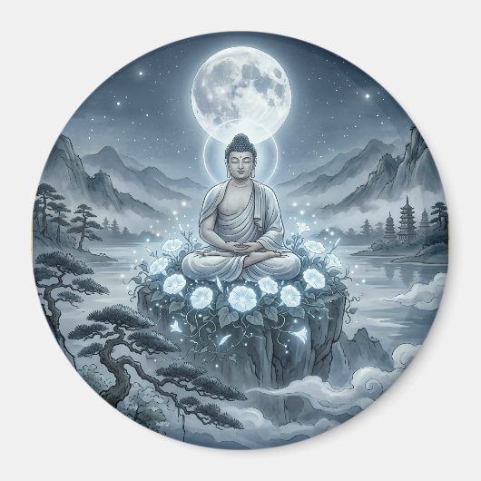 Gautam-Buddh-Meditations-Kunstmagnet - Friedvolle Magnet (Vorne)