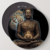 Gautam Buddh Meditierknopf | Dhamma-Symbol Des Button (Vorne & Hinten)