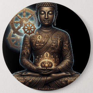 Gautam Buddh Meditierknopf Dhamma-Symbol Des Button