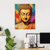 Gautama Buddha Folk Art Fusion Poster (Heimbüro)