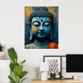 Gautama Buddha Malerei - Moderne Impasto-Kunst Poster (Heimbüro)