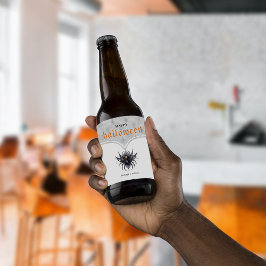 Gautisches Halloween-Party-Damastmuster Bierflaschenetikett