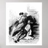 Gavarni: Mann raucht eine lange Pfeife Poster (Vorne)