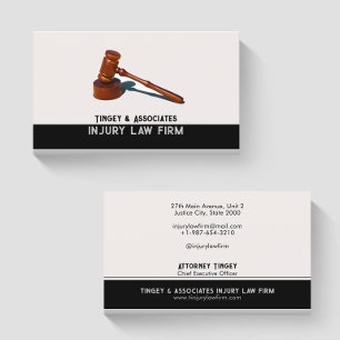 Gavel Law Black and White Firm Business Card Visitenkarte