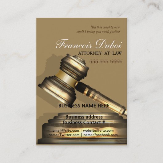 Gavel Lawyer Attorney Law Firm Business Card Visitenkarte (Vorderseite)